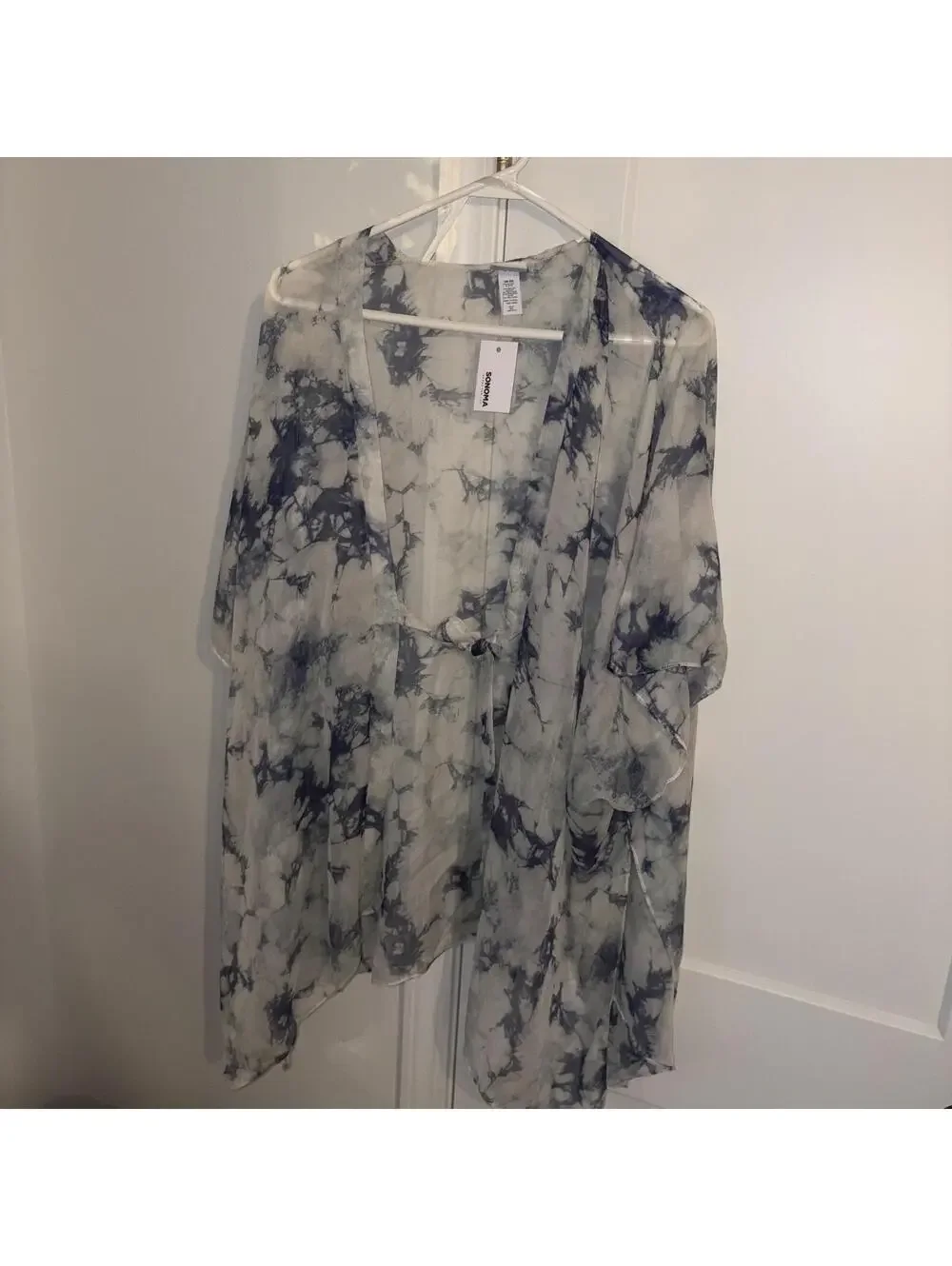 Sonoma New $50 One Size Open Front Sheer Tie-Dye Kimono Cardigan Womans - Picture 5 of 9